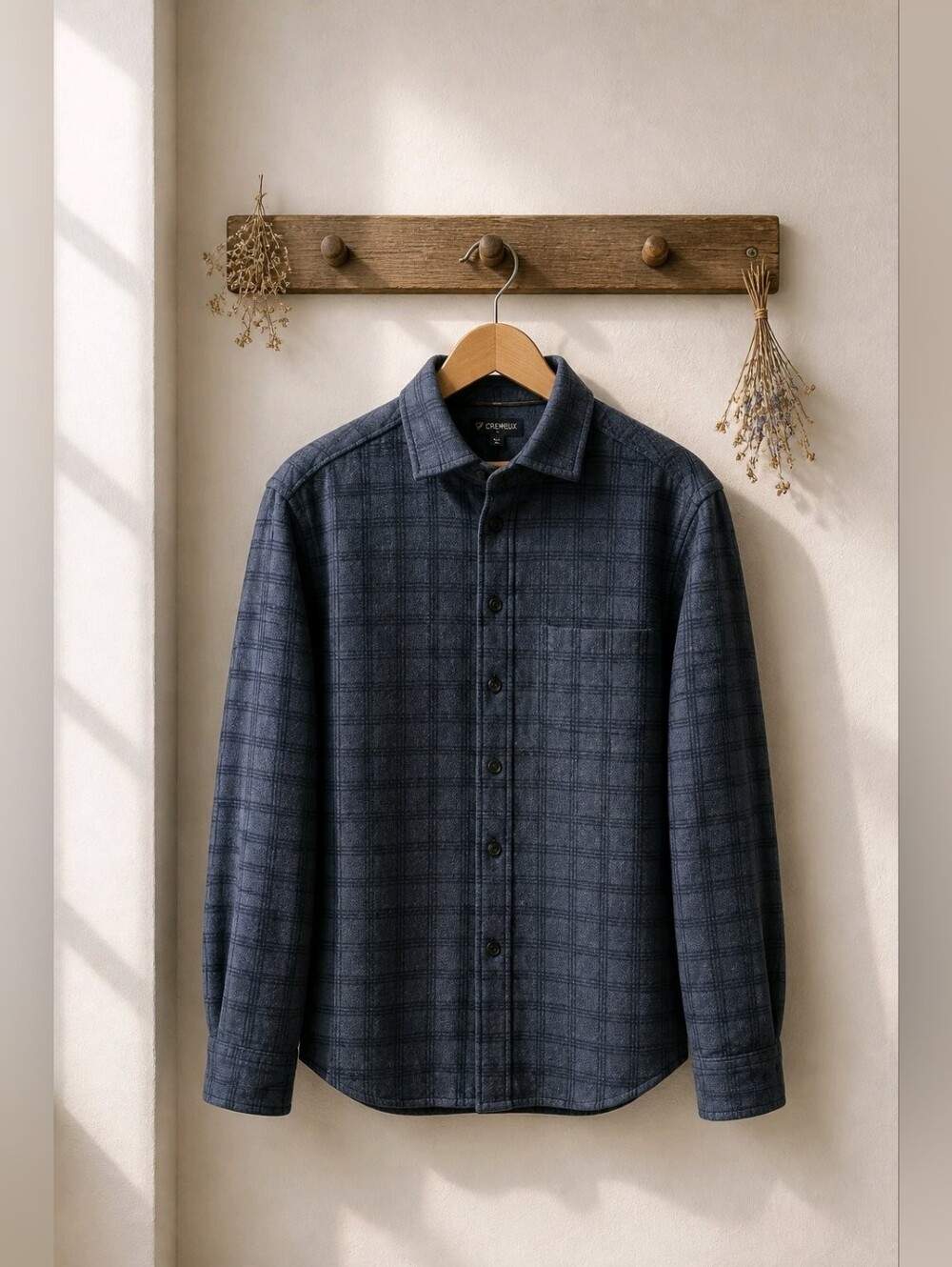 Cremieux Men's Navy Plaid Button-Down Jacket Shirt Sz Large